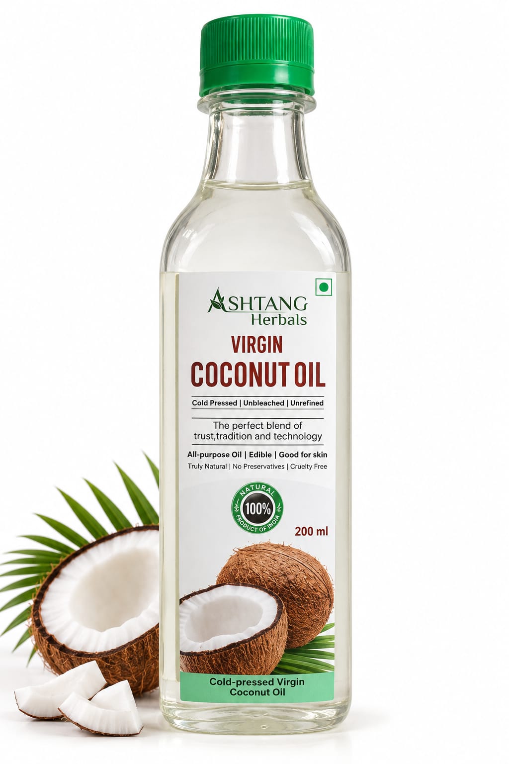 Ashtang Herbals Virgin Coconut Oil – Cold Pressed | Unrefined | Unbleached | Edible & Multipurpose