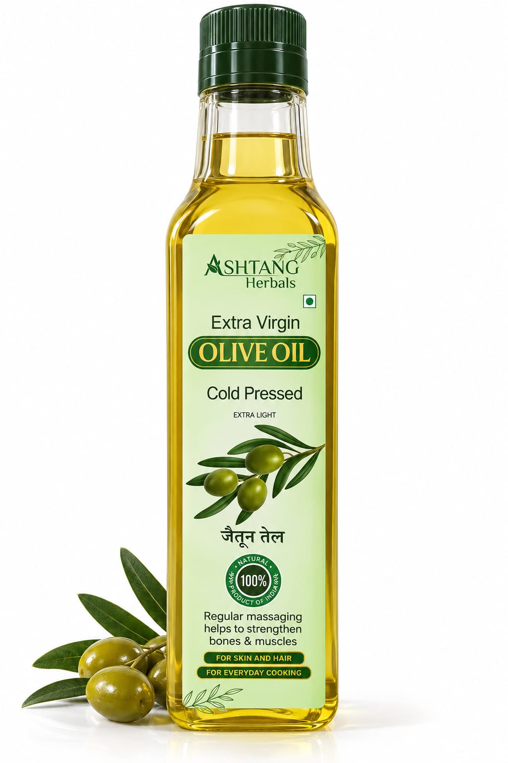 Ashtang Herbals Extra Virgin Olive Oil | Cold Pressed | Edible Cooking Oil | 100% Natural | Olive Oil